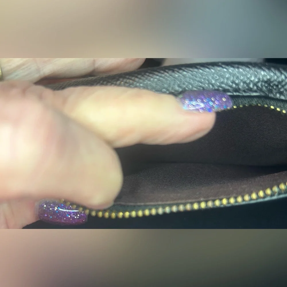 Coach Black Leather Phone Crossbody with Gold Logo - Picture 6 of 6